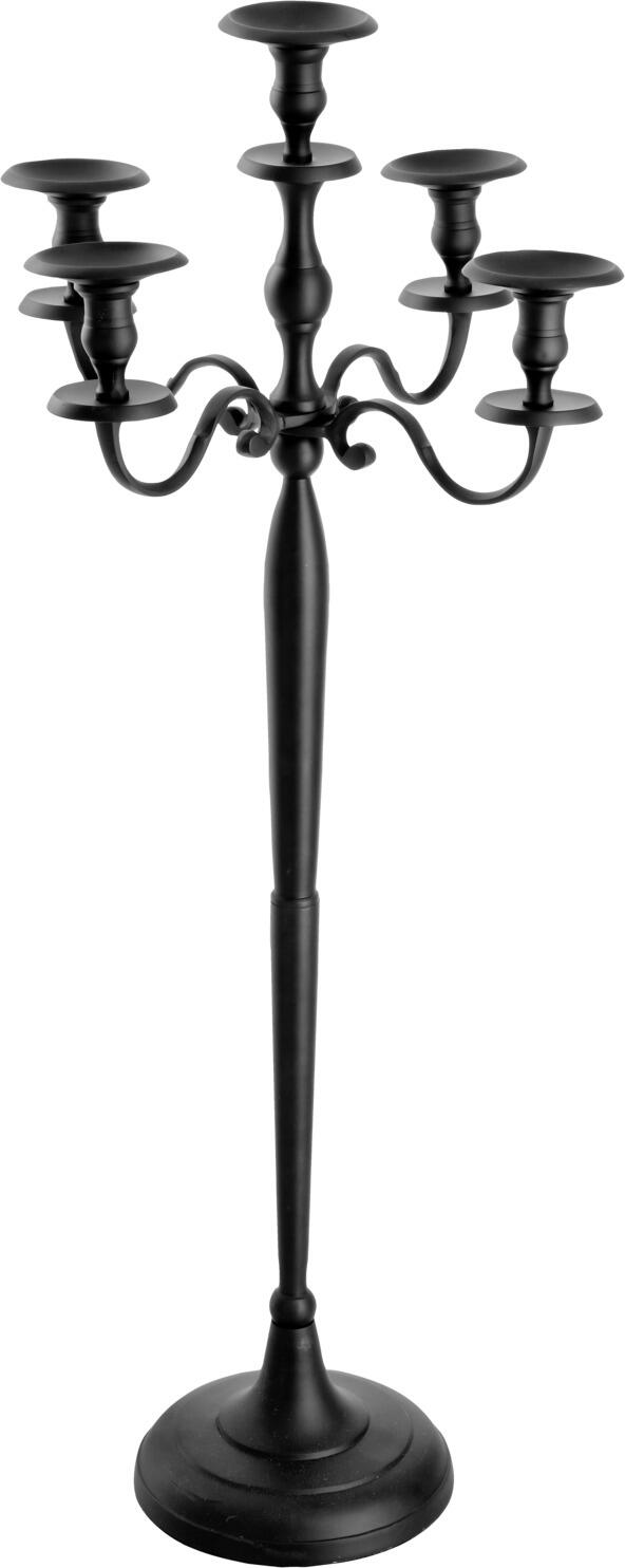 LUSINI Solutions GmbH Adrien Five-Armed Candelabra Candle Holder, 120 cm Height x 58 cm Width, Aluminum, Matte Black