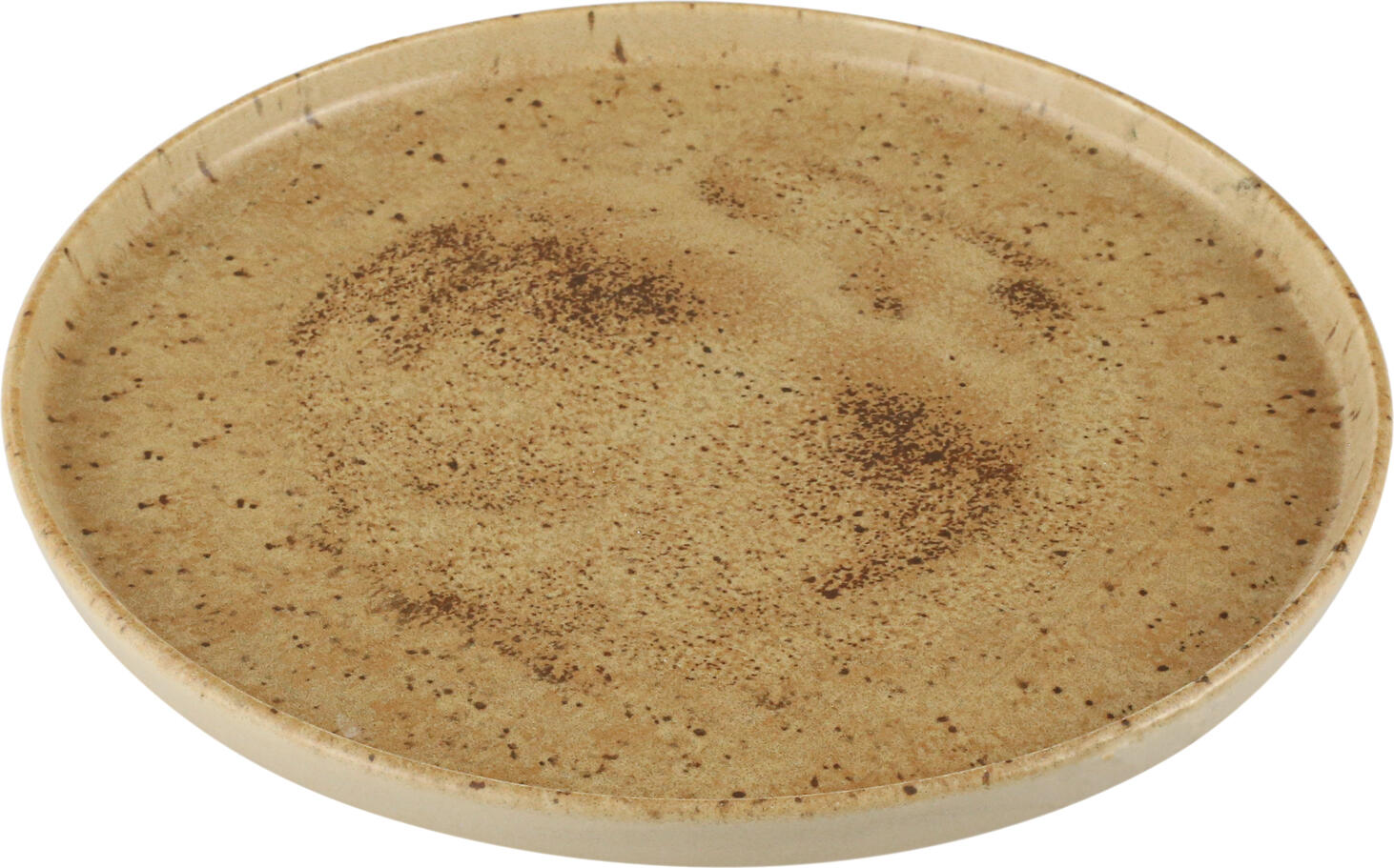 Porland Natura Flat Plate Set of 6, Round Stoneware Plates with High Rim, Matt Glaze, 21.5 cm, Light-brown/dark-brown, Dishwasher and Microwave Safe