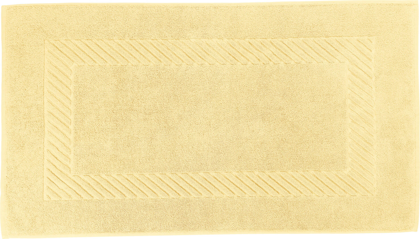 ERWIN M. LUSINI Solutions GmbH Bath mat Valencia Uni Badematte Valencia Uni Bath mat Valencia Uni; 50x90 cm (WxL); yellow Badematte Valencia Uni; 50x90 cm (BxL); gelb 100% cotton. Weight approx. 820 g/m². First-class walk terry bath mat in numerous colors. extremely durable, absorbent and easy to clean. Cuddly soft top quality, excellent to combine. Personalization possible. 100 % Baumwolle. Gewicht ca. 820 g/m². Erstklassige Walkfrottier Badematte in zahlreichen Farben. Äußerst strapazierfähig, saugfähig und pflegeleicht. Kuschelweiche Spitzenqualität, hervorragend zu kombinieren. Personalisierung möglich.