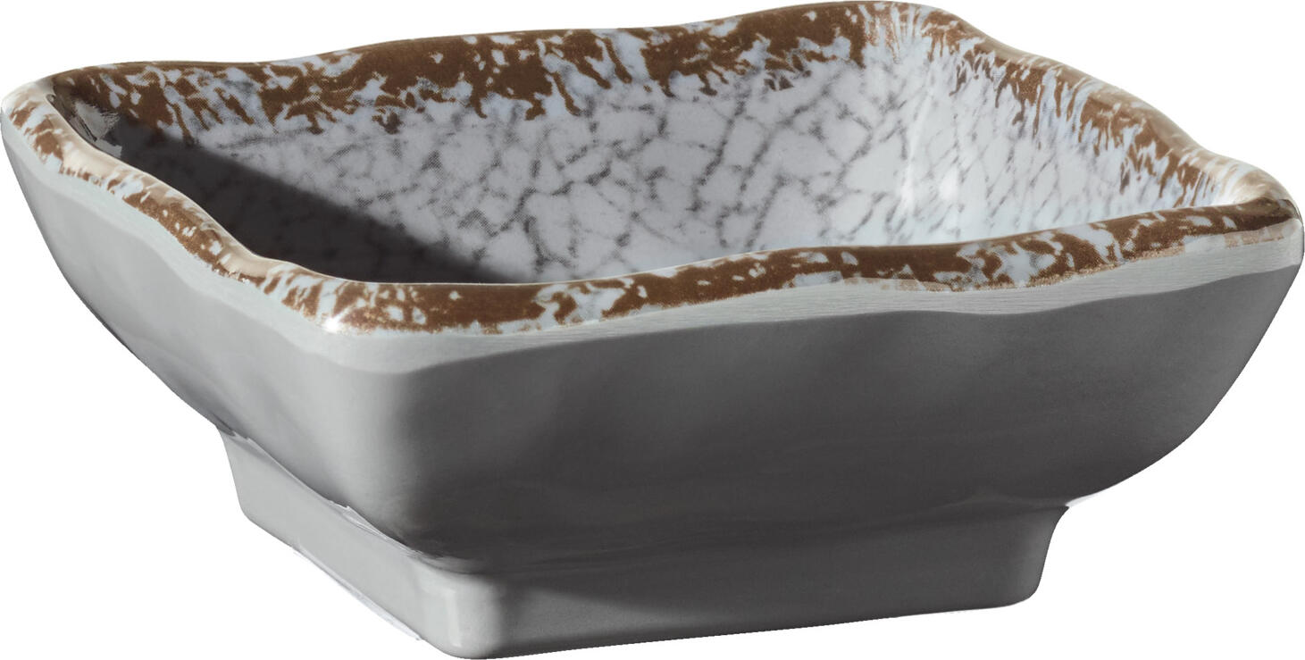 LUSINI Portage Melamine Square Small Bowl, Set of 12, High Impact and Break Resistant, Dishwasher Safe, Stackable, 65ml, 3cm Height, Grey