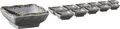 LUSINI Portage Melamine Square Small Bowl, Set of 12, High Impact and Break Resistant, Dishwasher Safe, Stackable, 65ml, 3cm Height, Grey