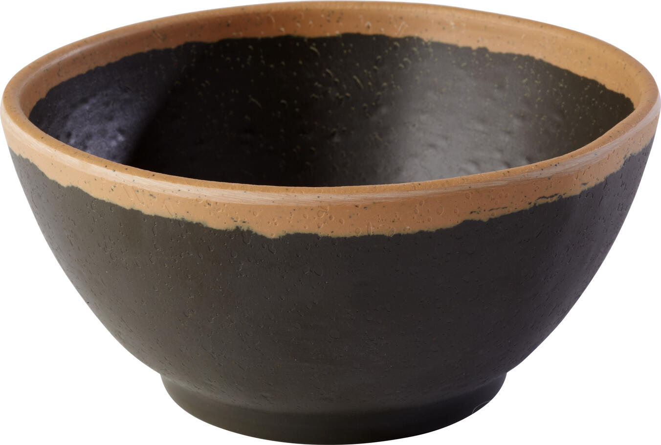APS Crocker Melamine Bowl, 370 ml, 12.5 cm Diameter, 6 cm Height, Rustically Textured Round Bowl with Caramel Toned Rim, Stackable and Dishwasher Safe for Gastronomy and Catering