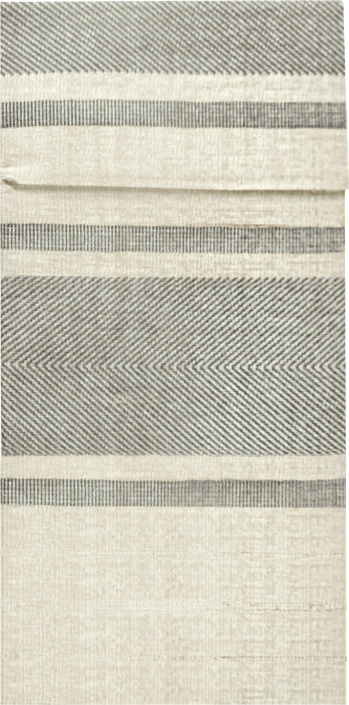 Ro.ial Auris Airlaid Cutlery Bag, Modern Herringbone Textile Design, Ivory/Grey, 40x40 cm, 1/4 Fold, Pack of 25 Pieces
