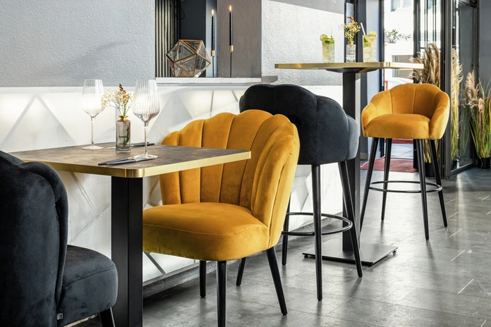 VEGA Malea Upholstered Chair, Black Polyester Velvet, Solid Beech Frame, Shell Design, Max Load 160 kg, 65x69x88 cm