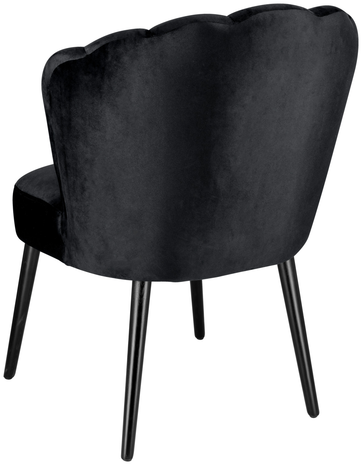 VEGA Malea Upholstered Chair, Black Polyester Velvet, Solid Beech Frame, Shell Design, Max Load 160 kg, 65x69x88 cm