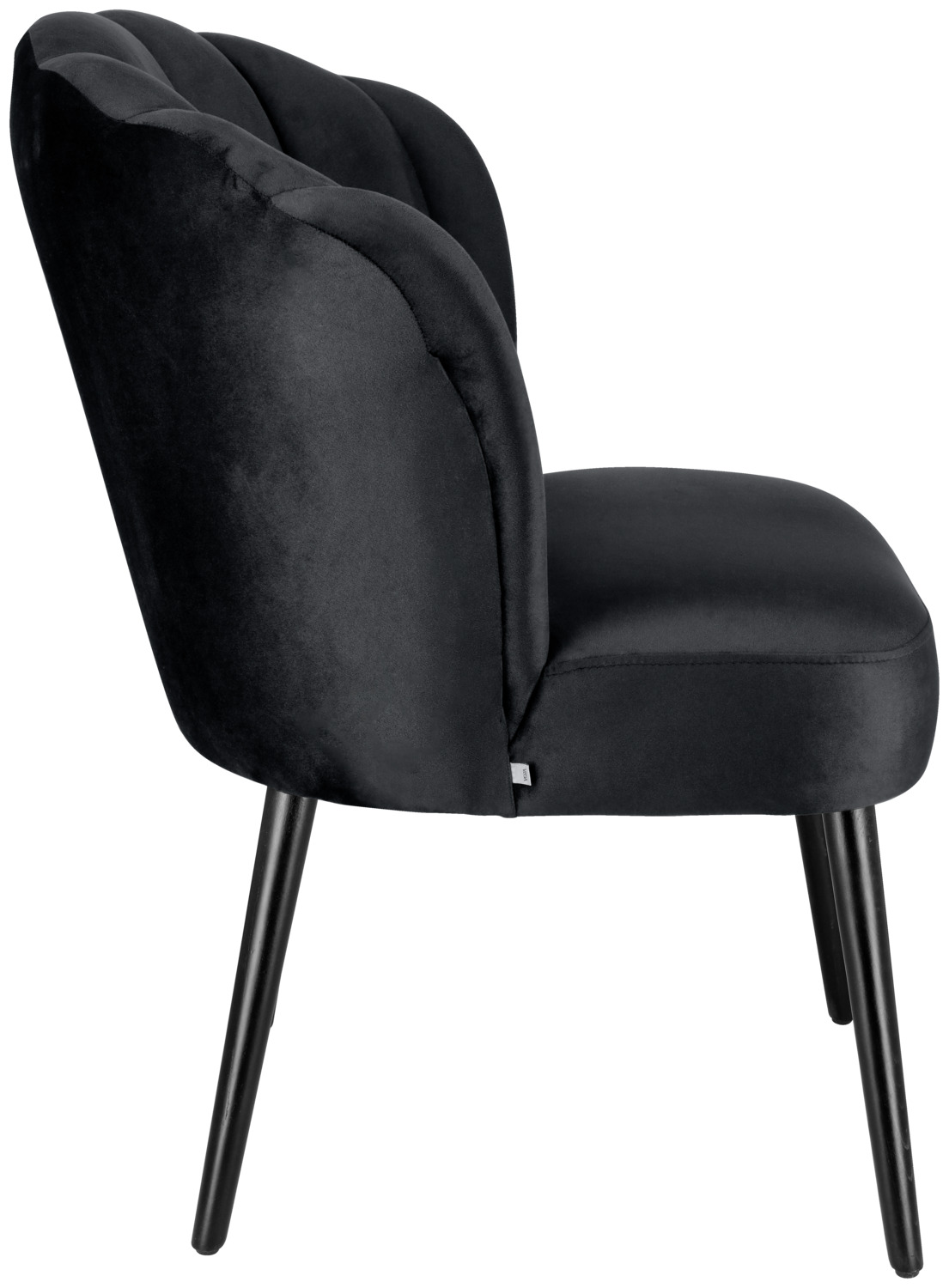 VEGA Malea Upholstered Chair, Black Polyester Velvet, Solid Beech Frame, Shell Design, Max Load 160 kg, 65x69x88 cm