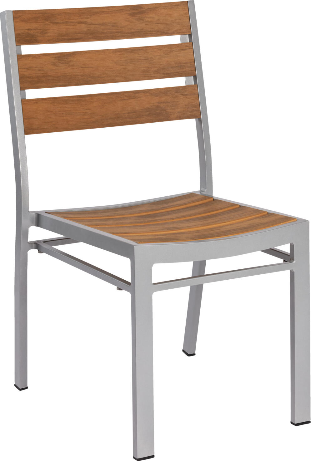 Set de 2 scaune exterioare stivuibile PULSIVA LUSINI Solutions GmbH Resistance, fara cotiere, 46 x 58 x 85 cm, cadru aluminiu vopsit electrostatic, lame plastic efect teak