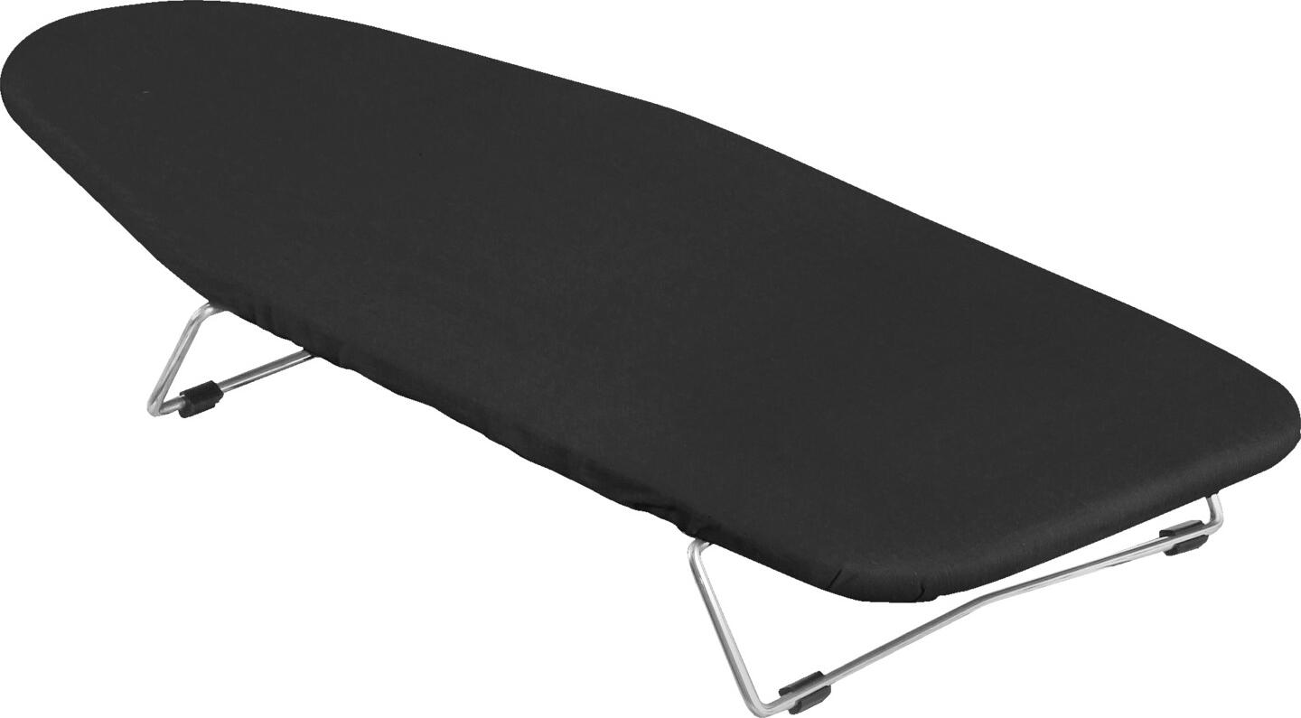 JVD JVD SAS Mini ironing board Batur Mini Bügelbrett Batur Mini ironing board Batur; 80x32x2 cm (LxWxH); black Mini Bügelbrett Batur; 80x32x2 cm (LxBxH); schwarz Space-saving mini ironing board with integrated steel hanging hook and elastic cover with fiber filling. Easy to use and store thanks to the integrated hook and 2 sturdy folding feet with non-slip foot caps. Dimensions when folded out: LxWxH 80x32x10 cm Platzsparendes Mini Bügelbrett mit integriertem Aufhängehaken aus Stahl sowie elastischem Bezug mit Faserfüllung. Einfach zu verwenden und aufzubewahren dank integriertem Haken und mit 2 stabilen Klappfussbügeln mit rutschfester Fußkappe. Abmessung ausgeklappt:  LxBxH 80x32x10 cm