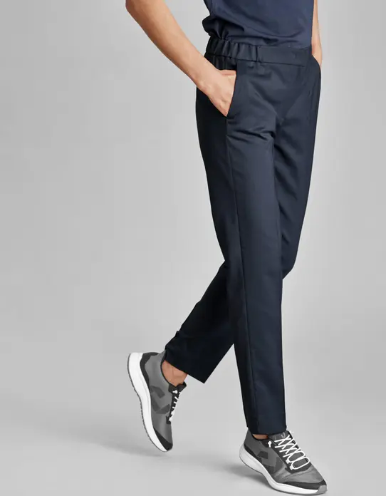 Pantaloni Jobeline Tommy pentru femei, model jogger cu croiala regular, din amestec de lana rezistent la cute, bleumarin