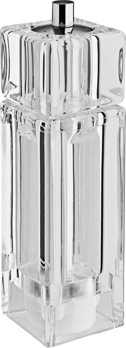VEGA Alma Pepper Mill with Integrated Salt Shaker, Transparent Acrylic Glass and Plastic, Carbon Steel Grinding Mechanism, 4.5x16.5x4.5 cm