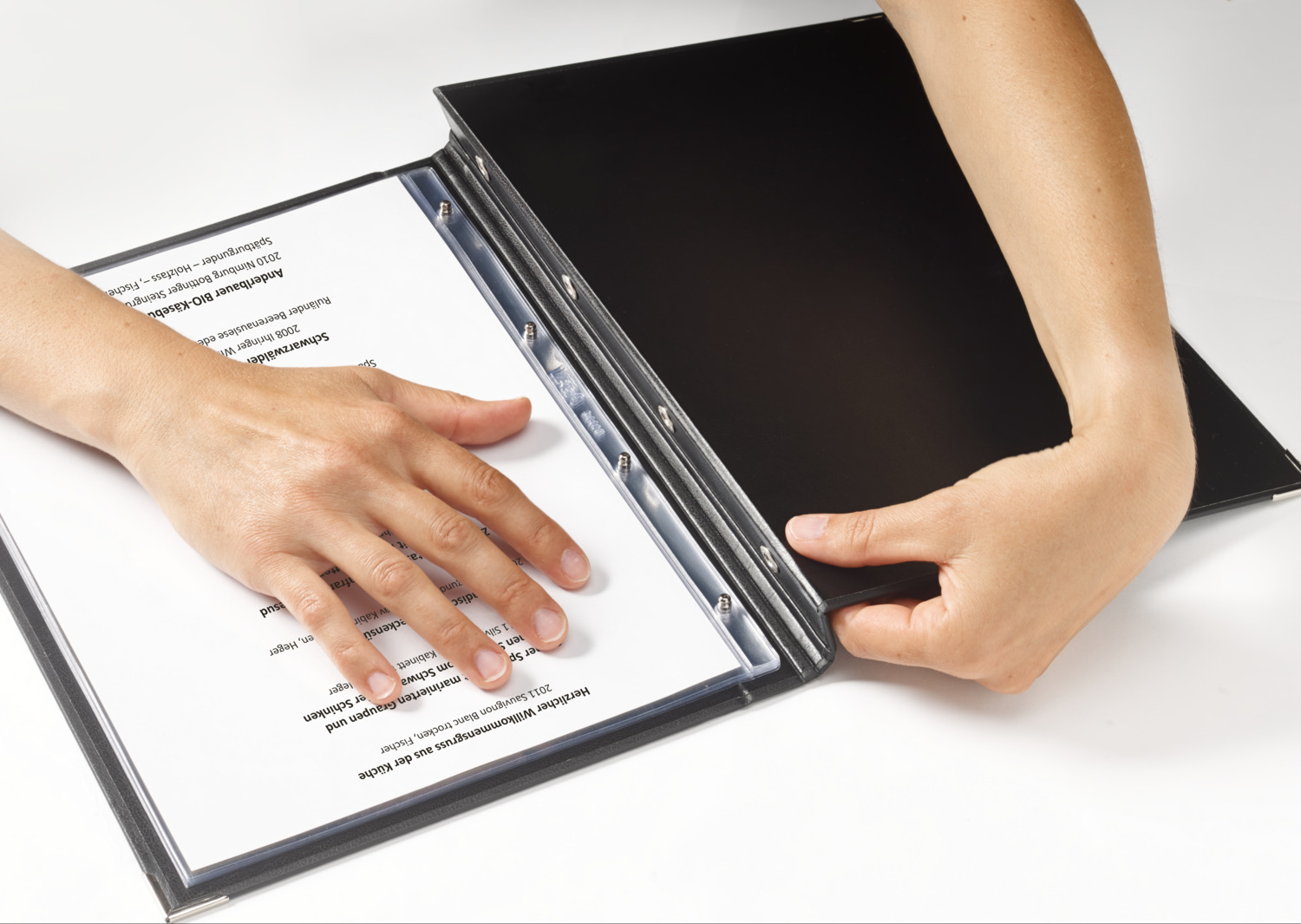 Pulsiva Nissa Transparent PVC Menu Sleeves, DIN A4, 200 my Thickness, 4 Holes for Book Screws, Top Opening, Set of 10 Pieces