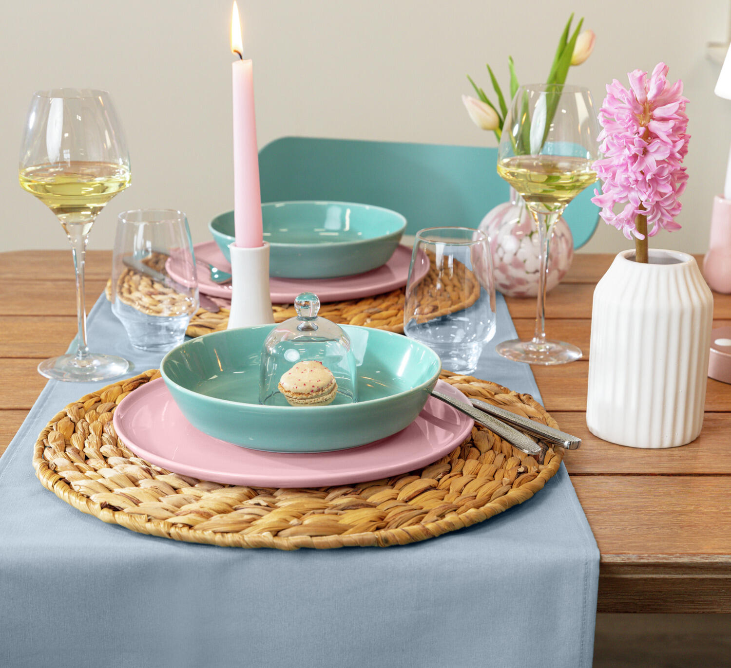 VEGA Alegria Flat Porcelain Plates, 26 cm Diameter, Rose Color, Dishwasher and Microwave Safe, Set of 6