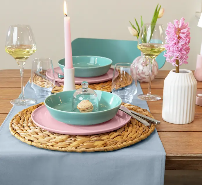 VEGA Alegria Flat Porcelain Plates, 26 cm Diameter, Rose Color, Dishwasher and Microwave Safe, Set of 6