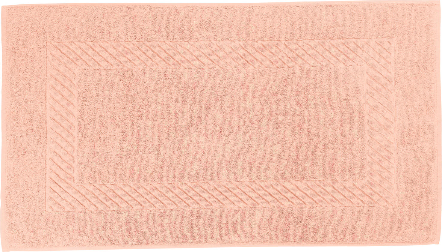 ERWIN M. LUSINI Solutions GmbH Bath mat Valencia Uni Badematte Valencia Uni Bath mat Valencia Uni; 50x90 cm (WxL); apricot Badematte Valencia Uni; 50x90 cm (BxL); apricot 100% cotton. Weight approx. 820 g/m². First-class walk terry bath mat in numerous colors. extremely durable, absorbent and easy to clean. Cuddly soft top quality, excellent to combine. Personalization possible. 100 % Baumwolle. Gewicht ca. 820 g/m². Erstklassige Walkfrottier Badematte in zahlreichen Farben. Äußerst strapazierfähig, saugfähig und pflegeleicht. Kuschelweiche Spitzenqualität, hervorragend zu kombinieren. Personalisierung möglich.