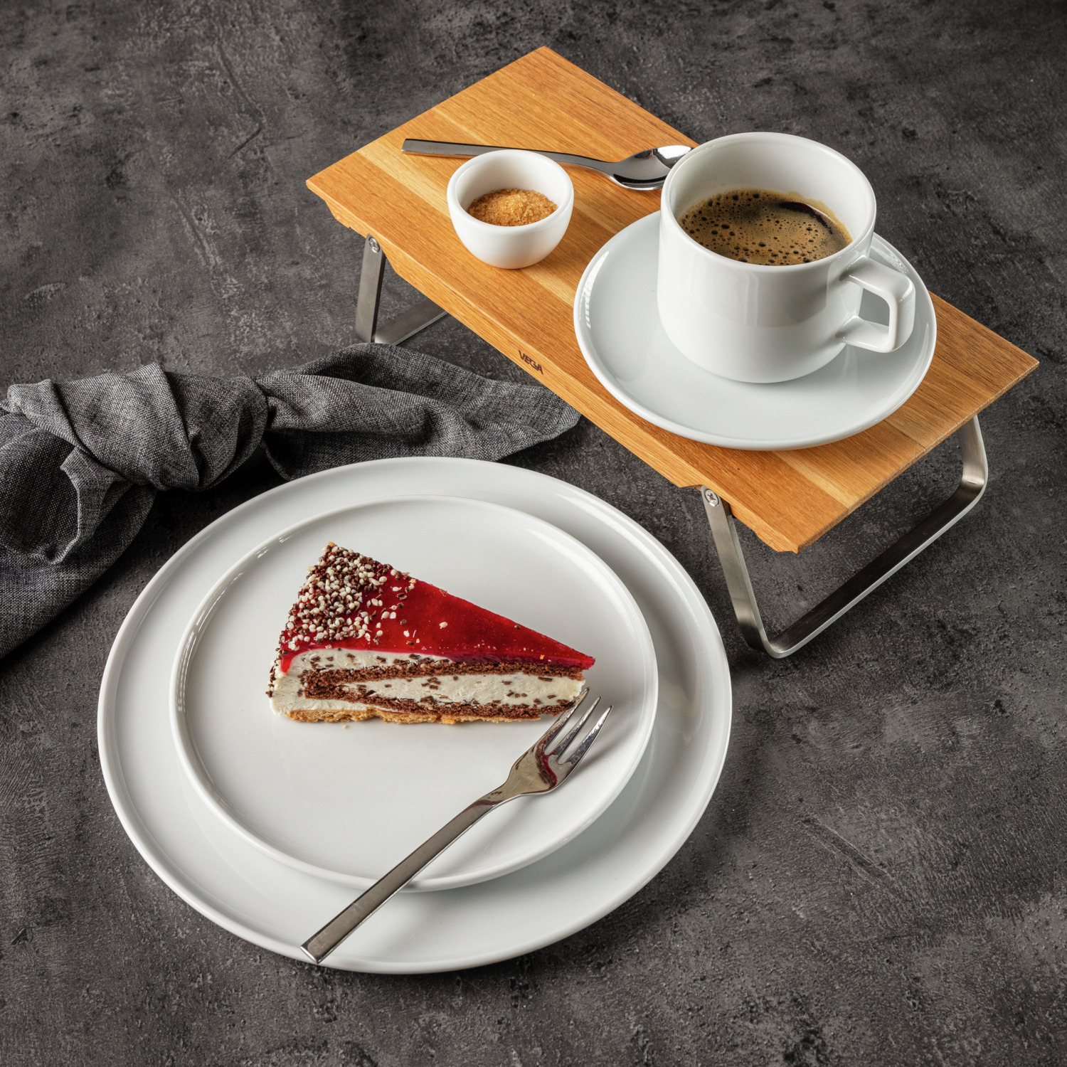 VEGA Alegria Flat Plates, White Porcelain, Round Rimless Design, 20 cm Diameter, Dishwasher and Microwave Safe, Set of 6