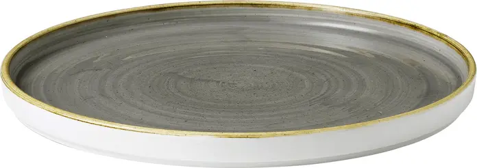 Churchill Stonecast Peppercorn Round Walled Plate Set of 6, 26cm Porcelain Professional Gastronomy Dinnerware, Grey SPGSWP261