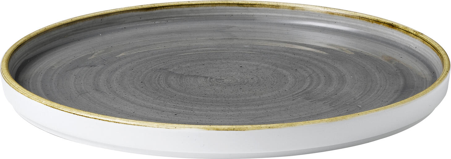 Churchill Stonecast Peppercorn Round Coupe Plates, 27.5 cm Porcelain Rustic Hand-Painted Grey-Brown Dinnerware, Set of 6