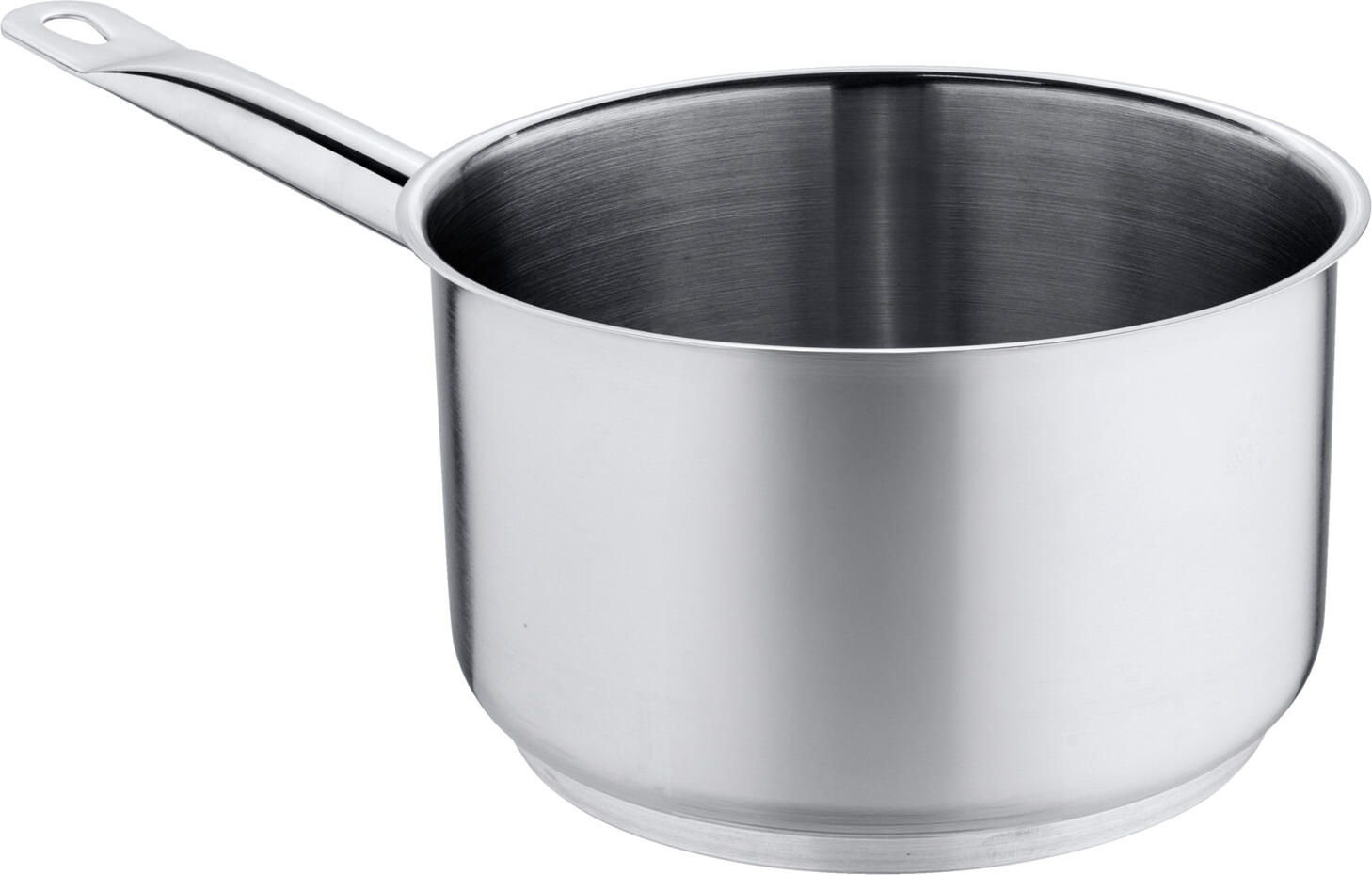 PULSIVA LUSINI Solutions GmbH Saucepan Chef high Stielkasserolle Chef hoch Saucepan Chef high; 2.7 l, 18x11 cm (ØxH); silver Stielkasserolle Chef hoch; 2.7 l, 18x11 cm (ØxH); silber Cooking pot made of chrome-nickel stainless steel 18/0, rustproof, matt brushed. Extra strong design. Strong stainless steel base in sandwich technique, with 6 mm aluminium core. Spot-welded, solid handles. With pouring rim. Available in different sizes. Suitable for all hob types. Supplied without lid. Kochtopf aus Chrom-Nickel-Edelstahl 18/0, rostfrei, matt gebürstet. Extra starke Ausführung. Starker Edelstahlboden in Sandwich-Technik, mit 6 mm Aluminiumkern. Punktgeschweißte, massive Griffe. Mit Schüttrand. In unterschiedlichen Größen erhältlich. Geeignet für alle Herdarten. Lieferung ohne Deckel.