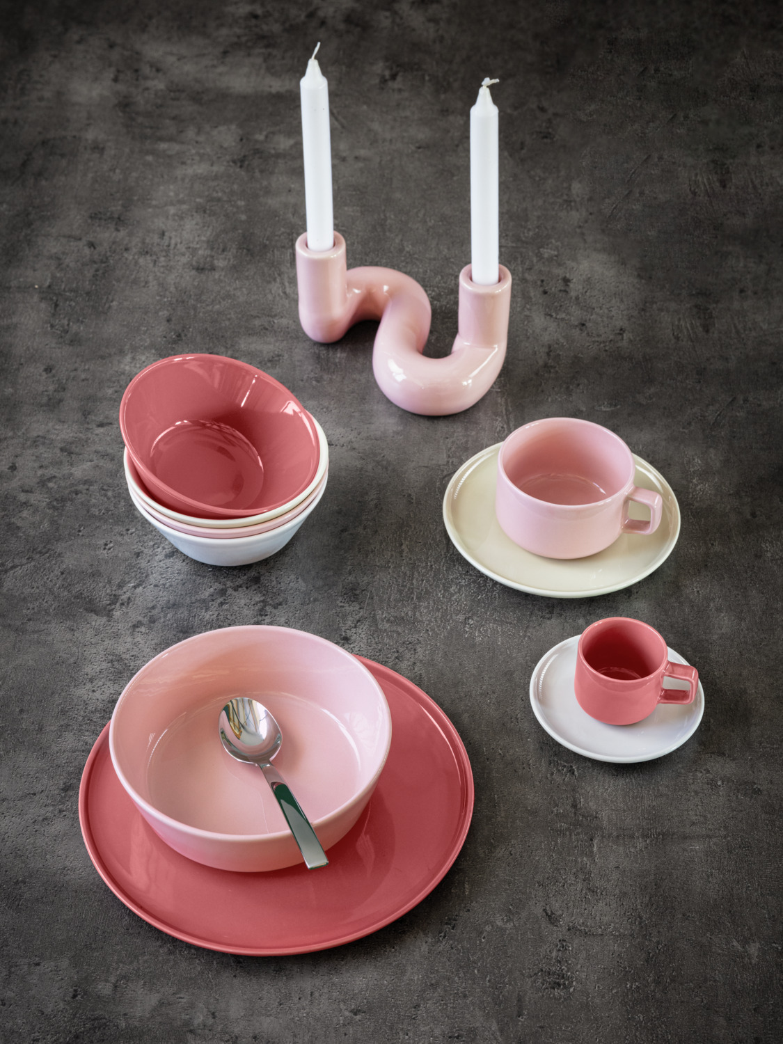 VEGA Alegria Flat Plates, Set of 6, Rose Porcelain, 20 cm Diameter, Modern Rimless Design, Dishwasher and Microwave Safe