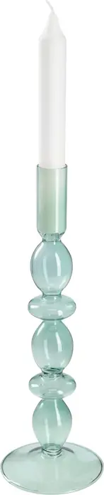 Vega Antal Taper Candle Holder, Lacquered Glass, Dark-green, 9x26.5 cm