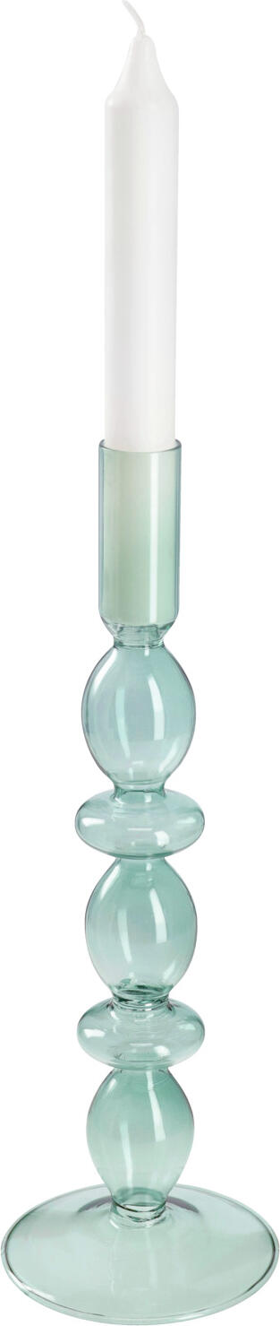 Vega Antal Taper Candle Holder, Lacquered Glass, Dark-green, 9x26.5 cm