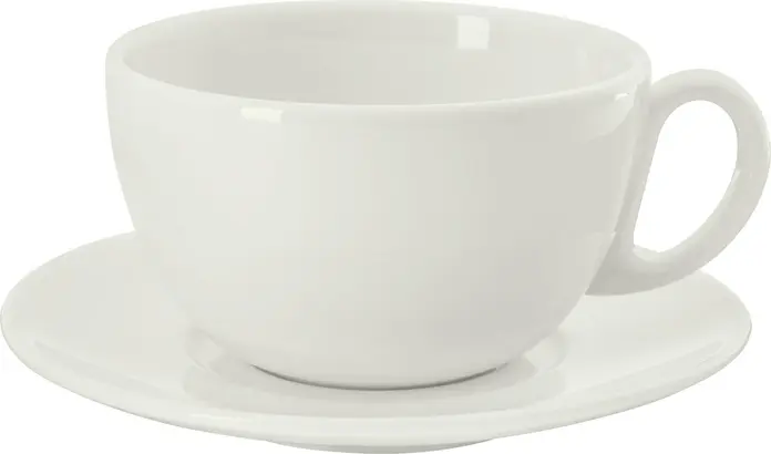 Set de 6 cești pentru cafea cu lapte VEGA Opus, 370 ml, Porțelan Coastelefildeu, Rezistente la Zgârieturi și Tăieturi, Compatibile cu Mașina de Spălat Vase și Cuptorul cu Microunde, Catering Profesional