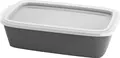 koziol koziol »ideas for friends GmbH Reusable menu box Move Mehrweg-Menübox Move Reusable menu box Move; 1400 ml, 25.5x15.8x6.7 cm (LxWxH); grey; rectangular; 10 piece / pack Mehrweg-Menübox Move; 1400 ml, 25.5x15.8x6.7 cm (LxBxH); grau; rechteckig; 10 Stück / Pack Reusable box with lid made of bio-based plastic and wood fibers. The lid has an integrated slot for labels and seals to prevent leaks. Provides reliable temperature resistance between -20 °C and +100 °C. Stackable in compact form, recyclable, suitable for industrial dishwasher, microwaveable (simply turn lid), BPA-free, melamine-free. Wiederverwendbare Box mit Deckel besteht aus biozirkulären Kunststoff und Holzfasern. Der Deckel hat einen integrierten Schlitz für Etiketten und verschließt auslaufsicher. Die Temperaturbeständigkeit ist zwischen -20 °C und +100 °C zuverlässig gewährleistet. Kompakt stapelbar, recyclebar, Industriespülmaschinengeeignet, mikrowellengeeignet (Deckel einfach umdrehen), BPA frei, melaminfrei.