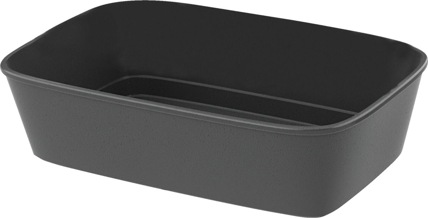 koziol koziol »ideas for friends GmbH Reusable menu box Move Mehrweg-Menübox Move Reusable menu box Move; 1400 ml, 25.5x15.8x6.7 cm (LxWxH); grey; rectangular; 10 piece / pack Mehrweg-Menübox Move; 1400 ml, 25.5x15.8x6.7 cm (LxBxH); grau; rechteckig; 10 Stück / Pack Reusable box with lid made of bio-based plastic and wood fibers. The lid has an integrated slot for labels and seals to prevent leaks. Provides reliable temperature resistance between -20 °C and +100 °C. Stackable in compact form, recyclable, suitable for industrial dishwasher, microwaveable (simply turn lid), BPA-free, melamine-free. Wiederverwendbare Box mit Deckel besteht aus biozirkulären Kunststoff und Holzfasern. Der Deckel hat einen integrierten Schlitz für Etiketten und verschließt auslaufsicher. Die Temperaturbeständigkeit ist zwischen -20 °C und +100 °C zuverlässig gewährleistet. Kompakt stapelbar, recyclebar, Industriespülmaschinengeeignet, mikrowellengeeignet (Deckel einfach umdrehen), BPA frei, melaminfrei.