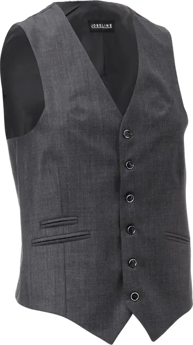 Жилет мужской Jobeline Limerick, стандартный крой Regular Fit, размер 58, 55% полиэстер 45% шерсть, на 6 пуговицах, 3 кармана, регулируемый ремень, антрацит