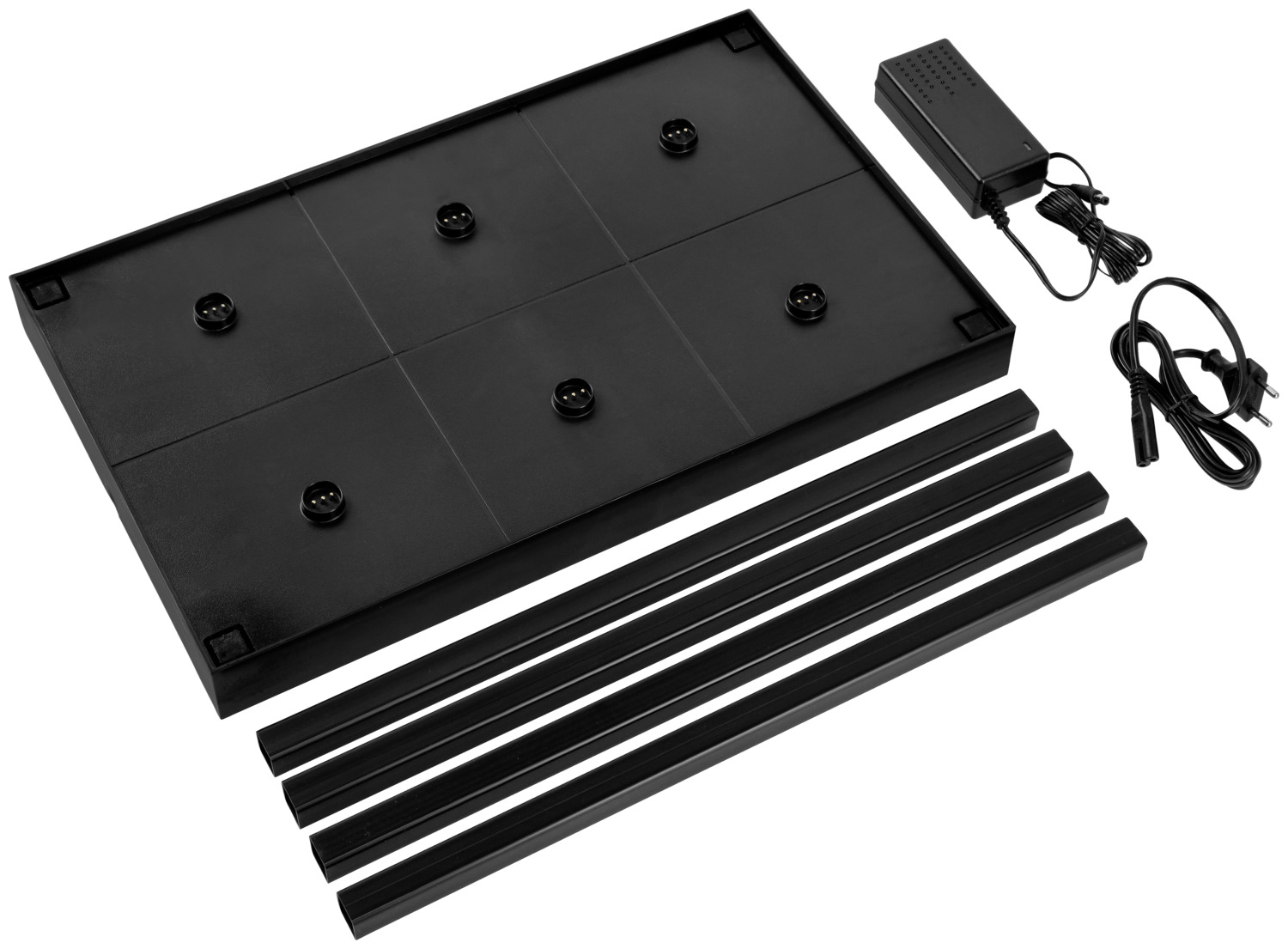 Konstsmide Gnosjö Konstsmide AB Charging station for table lamps 6 Plätze Ladestation für Tischleuchten 6 Plätze Charging station for table lamps 6 Plätze; 47x29x4 cm (LxWxH); black Ladestation für Tischleuchten 6 Plätze; 47x29x4 cm (LxBxH); schwarz Charging station suitable for six table lamps: Nice, Positano and Capri (not suitable for Mini). Ladestation passend für jeweils sechs Tischleuchten Nice, Positano und Capri (nicht für Mini geeignet).