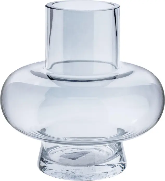 LUSINI Biserka Glass Vase, Gray, 17 cm Height, 12 cm Diameter, Ion-Plated Coating for Unique Shine, Dishwasher Safe, Decorative Home Ornament