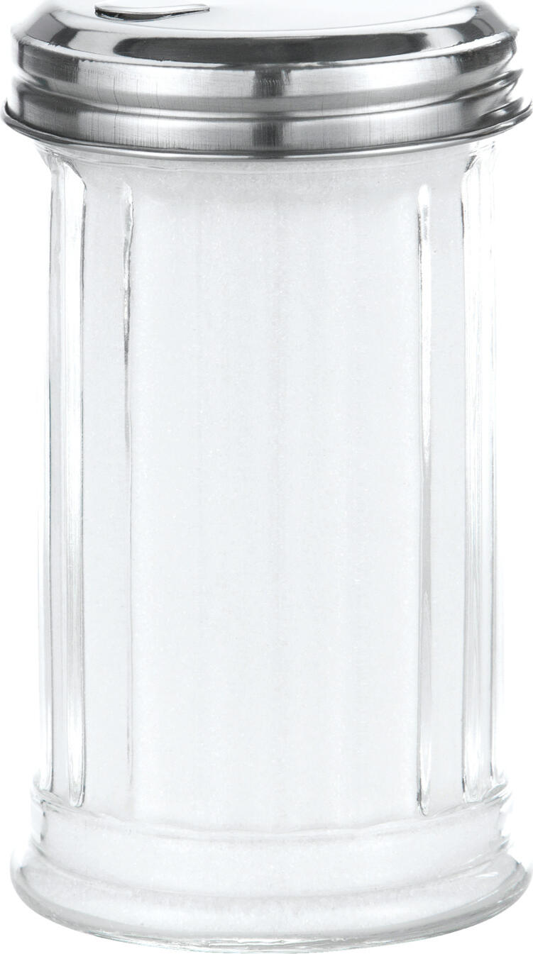 Сахарница Pulsiva Sugar Shaker Premium, стеклянный корпус с винтовой крышкой из нержавеющей стали 18/0, 325 мл, подходит для посудомоечной машины, набор из 6 предметов