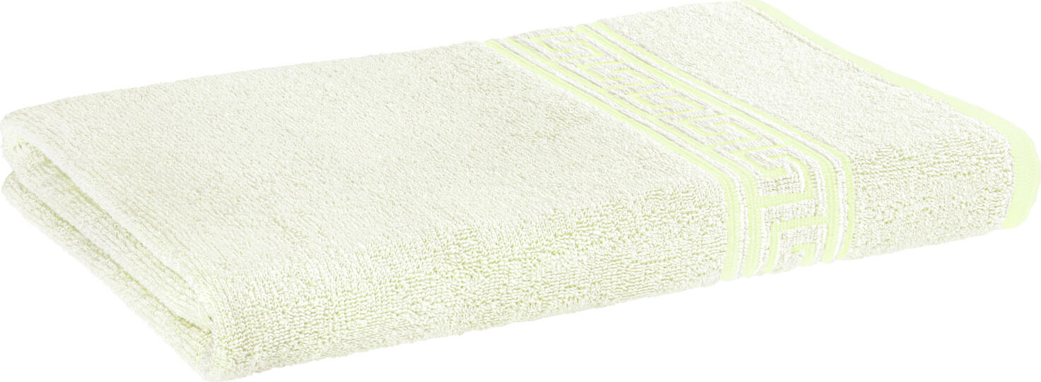 Prosop de dus Pulsiva Athen, 100% bumbac, 70x140 cm, galben, terry tors cu bordura greceasca, absorbant si cu uscare rapida, OEKO-TEX Standard 100