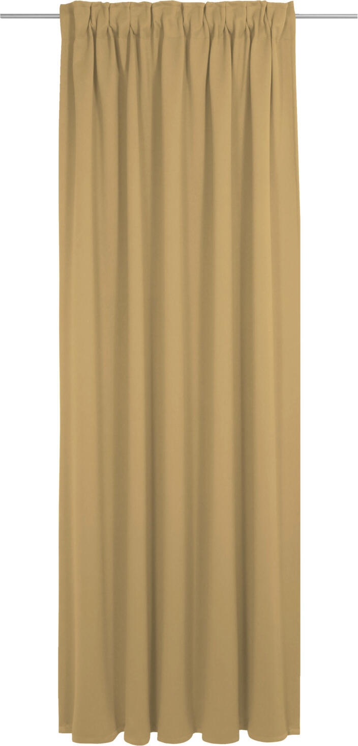 ERWIN M. LUSINI Solutions GmbH Blackout curtain Opal Blickdichter Vorhang Opal Blackout curtain Opal; 132x225 cm (WxH); light-brown Blickdichter Vorhang Opal; 132x225 cm (BxH); hellbraun 100% polyester. Weight approx. 210 g/m². The opaque Opal curtain is the ideal choice for rooms and spaces that require darkening. It is supplied with a 10 cm high multi-band with a 1:2 gather ratio, meaning that it can be suspended using either a rail or a rod. In addition to its easy-care properties, the curtain is flame-retardant in accordance with DIN 4102 B1 EN 13773 class 1. Gather ratio: With a fabric length of 2 m, the gather ratio of 1:2 results in a decorative length of approx. 1 m. 100 % Polyester. Gewicht ca. 210 g/m². Der blickdichte Vorhang Opal ist lichtdurchlässig und sorgt zugleich durch sein dichtes Gewebe für eine angenehme Privatsphäre. Mit seinem 10cm hohen Multiband im Raffverhältnis 1:2 kann er sowohl an einer Schiene als auch an einer Vorhangstange aufgehängt werden. Neben seinen pflegeleichten Eigenschaften ist der Vorhang nach DIN 4102 B1 EN 13773 Klasse 1 schwer entflammbar. Raffverhältnis: Bei einem Stoffmaß von 2 m ergibt sich im Raffverhältnis 1:2 ein Dekorationsmaß von ca. 1 m.
