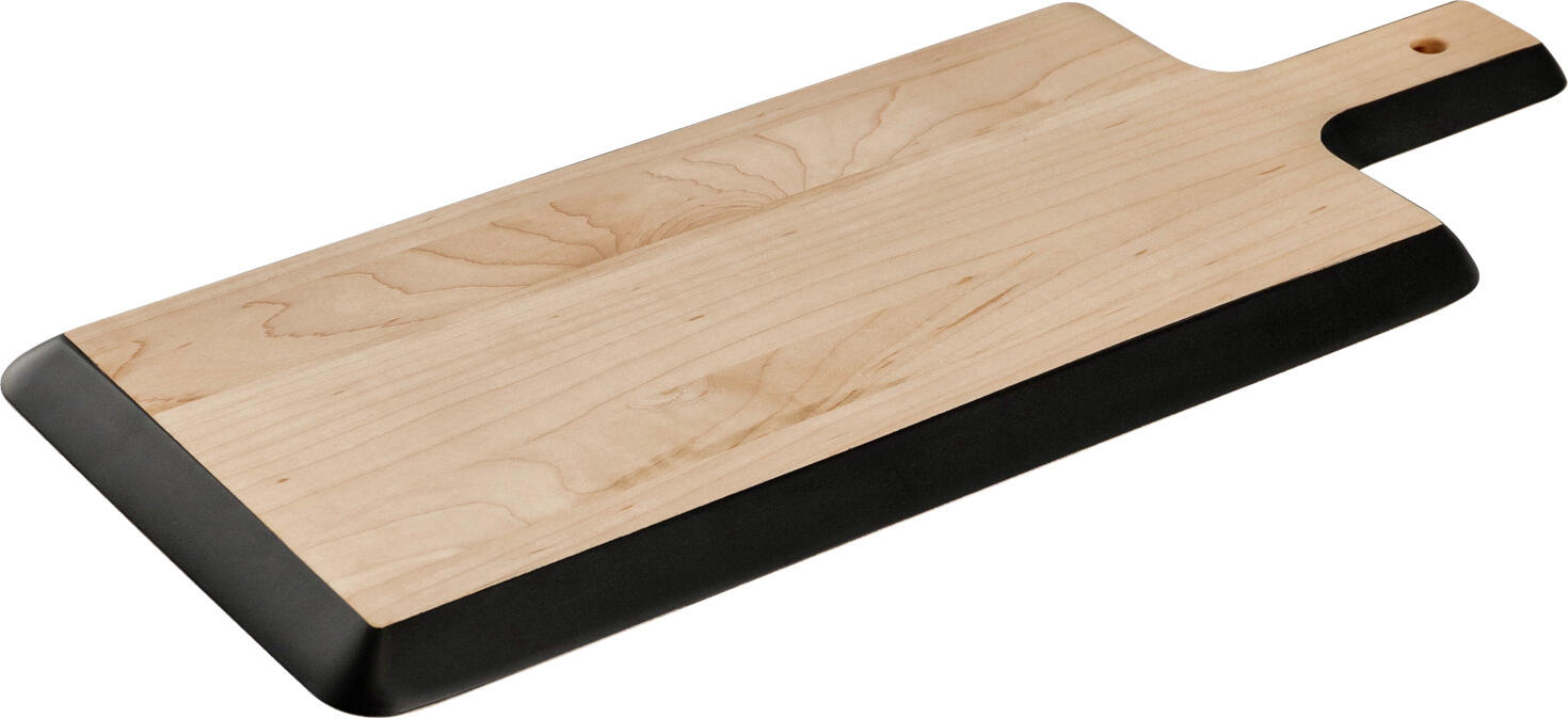 VEGA Belbo Serving Board, Lacquered Maple Real Wood Food Board with Writable Black Edge, 51 x 22 x 1.9 cm, Rectangular with Handle and Hanging Hole