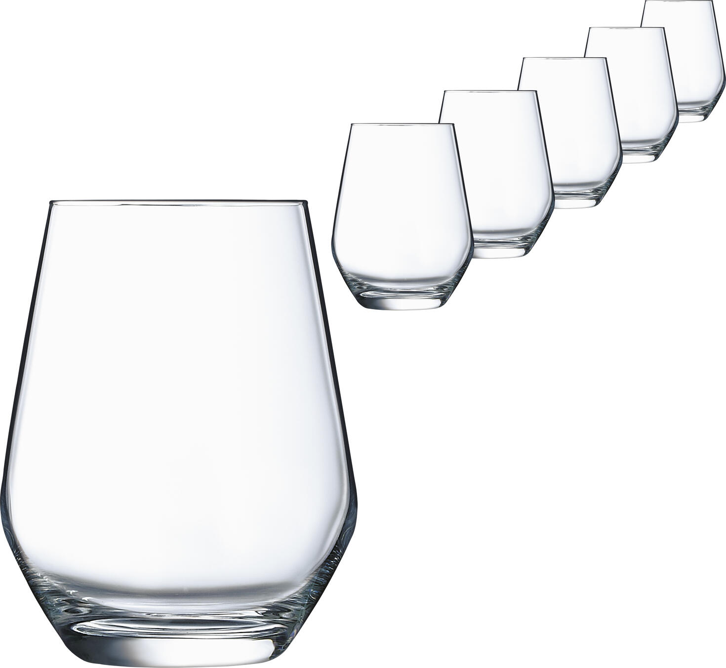 Set de 6 pahare Arcoroc Vina Juliette, 400ml din sticla cristal, Tehnologie Sheer Rim, transparente