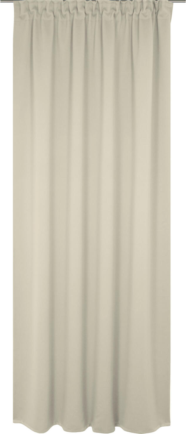ERWIN M. LUSINI Solutions GmbH Blackout curtain Opal Blickdichter Vorhang Opal Blackout curtain Opal; 132x145 cm (WxH); beige Blickdichter Vorhang Opal; 132x145 cm (BxH); beige 100% polyester. Weight approx. 210 g/m². The opaque Opal curtain is the ideal choice for rooms and spaces that require darkening. It is supplied with a 10 cm high multi-band with a 1:2 gather ratio, meaning that it can be suspended using either a rail or a rod. In addition to its easy-care properties, the curtain is flame-retardant in accordance with DIN 4102 B1 EN 13773 class 1. Gather ratio: With a fabric length of 2 m, the gather ratio of 1:2 results in a decorative length of approx. 1 m. 100 % Polyester. Gewicht ca. 210 g/m². Der blickdichte Vorhang Opal ist lichtdurchlässig und sorgt zugleich durch sein dichtes Gewebe für eine angenehme Privatsphäre. Mit seinem 10cm hohen Multiband im Raffverhältnis 1:2 kann er sowohl an einer Schiene als auch an einer Vorhangstange aufgehängt werden. Neben seinen pflegeleichten Eigenschaften ist der Vorhang nach DIN 4102 B1 EN 13773 Klasse 1 schwer entflammbar. Raffverhältnis: Bei einem Stoffmaß von 2 m ergibt sich im Raffverhältnis 1:2 ein Dekorationsmaß von ca. 1 m.