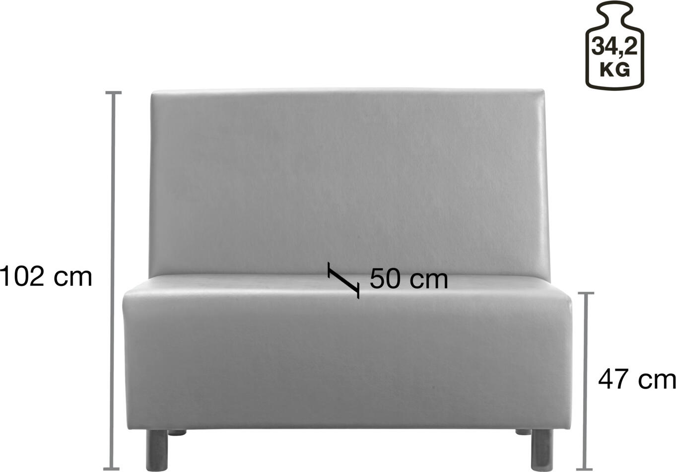 VEGA Medley 2-Seater Upholstered Bench, Brown Imitation Leather, Solid Beech Wood Base, High Backrest, Fire-Retardant, 118x62x102 cm