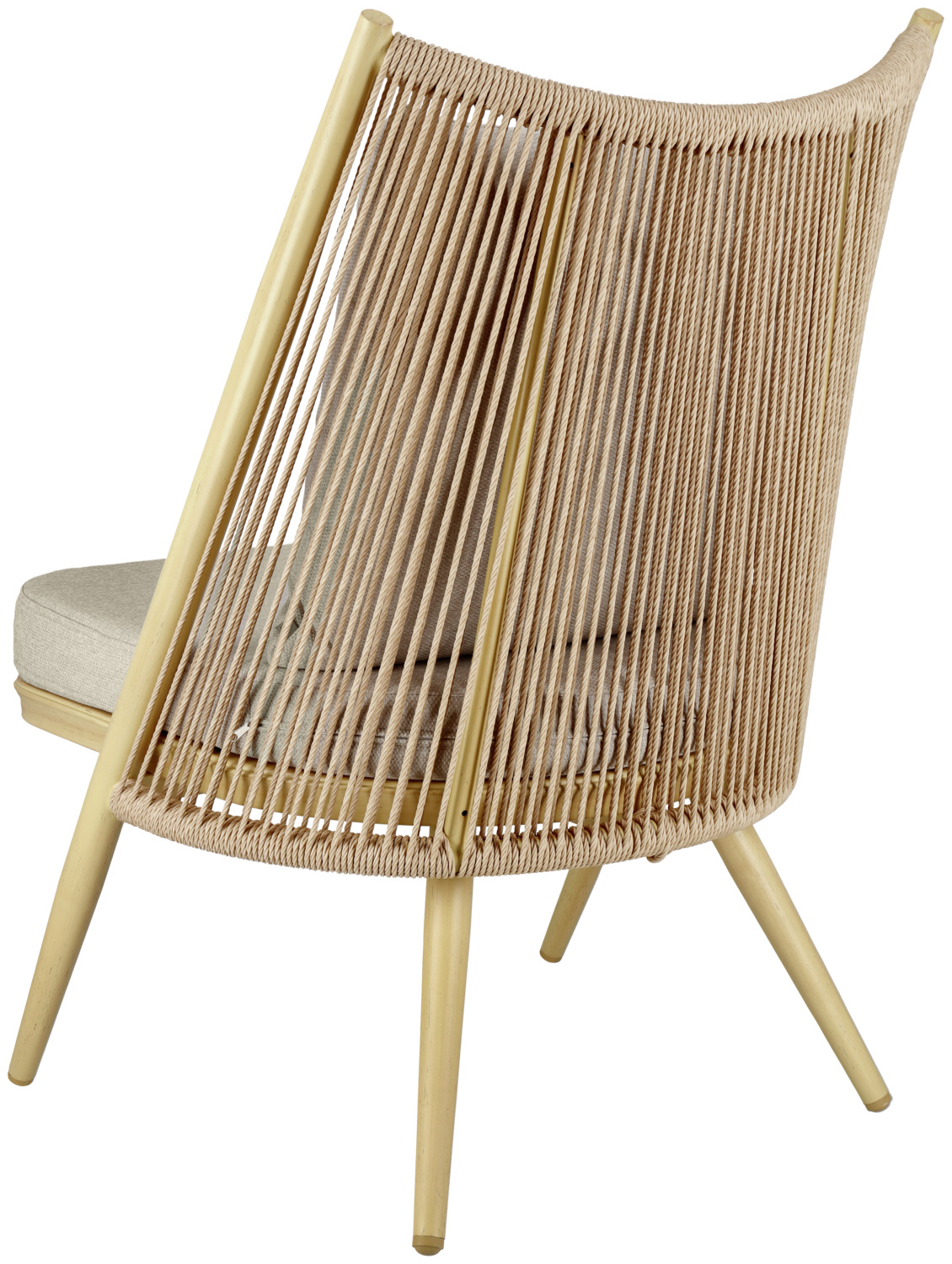Scaun Lounge Exterior VEGA Isola, Bej, Cadru Aluminiu Vopsit Electrostatic, Impletitura din Sfoara de Plastic, Perne Olefin Rezistente la Intemperii, 65x73x94 cm