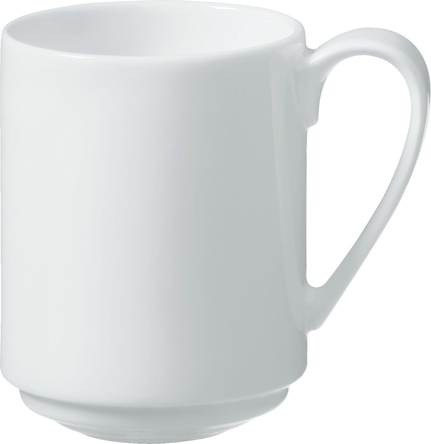 LUSINI Pallais Coffee Mug Set of 6, 320ml White Porcelain Cups, Stackable, Microwave and Dishwasher Safe, Round Elegant Design