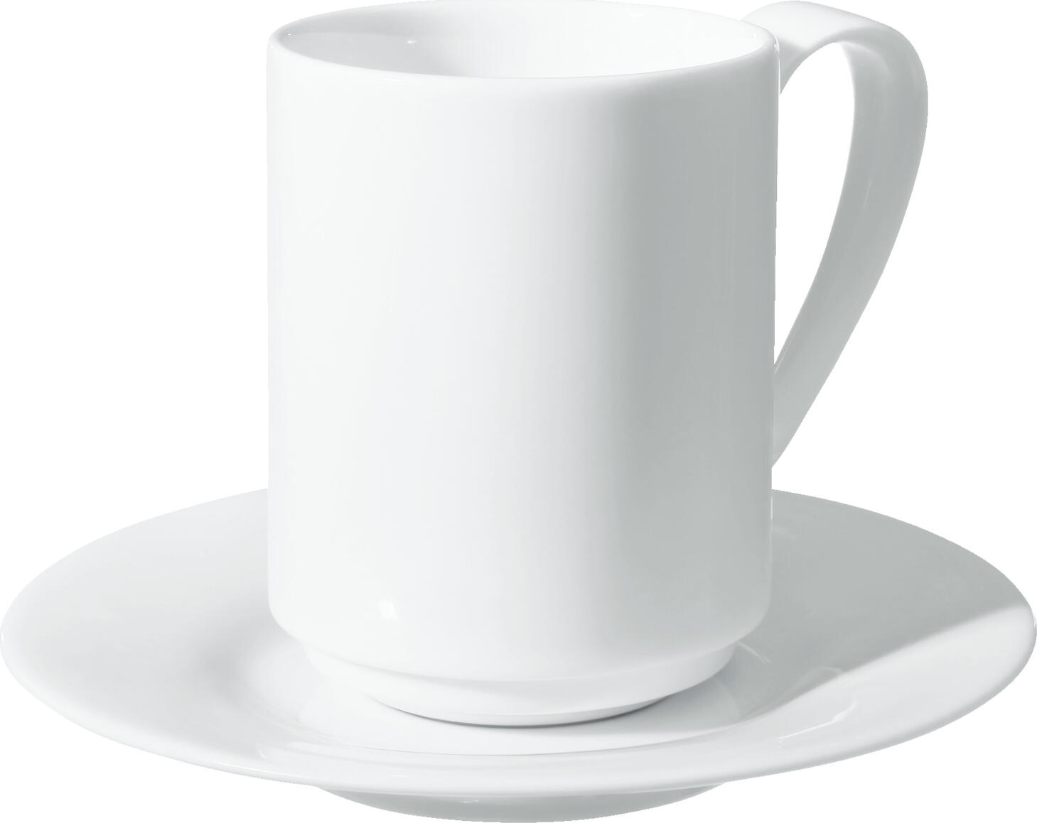 LUSINI Pallais Coffee Mug Set of 6, 320ml White Porcelain Cups, Stackable, Microwave and Dishwasher Safe, Round Elegant Design