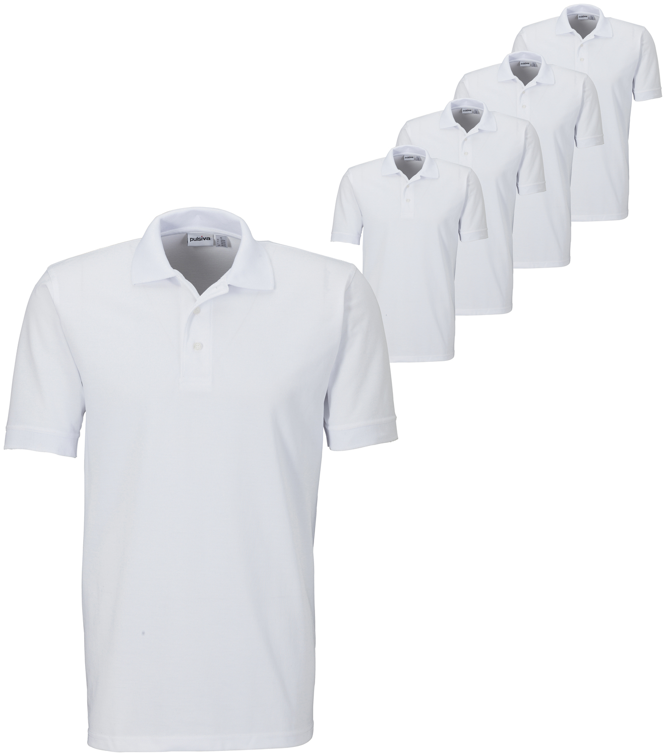 Set de 5 piese Polo Pulsiva Sunny pentru barbati, Pique 200 g/m² din poliester si bumbac, Imbricaminte de lucru cu maneca scurta, Ușor de întreținut