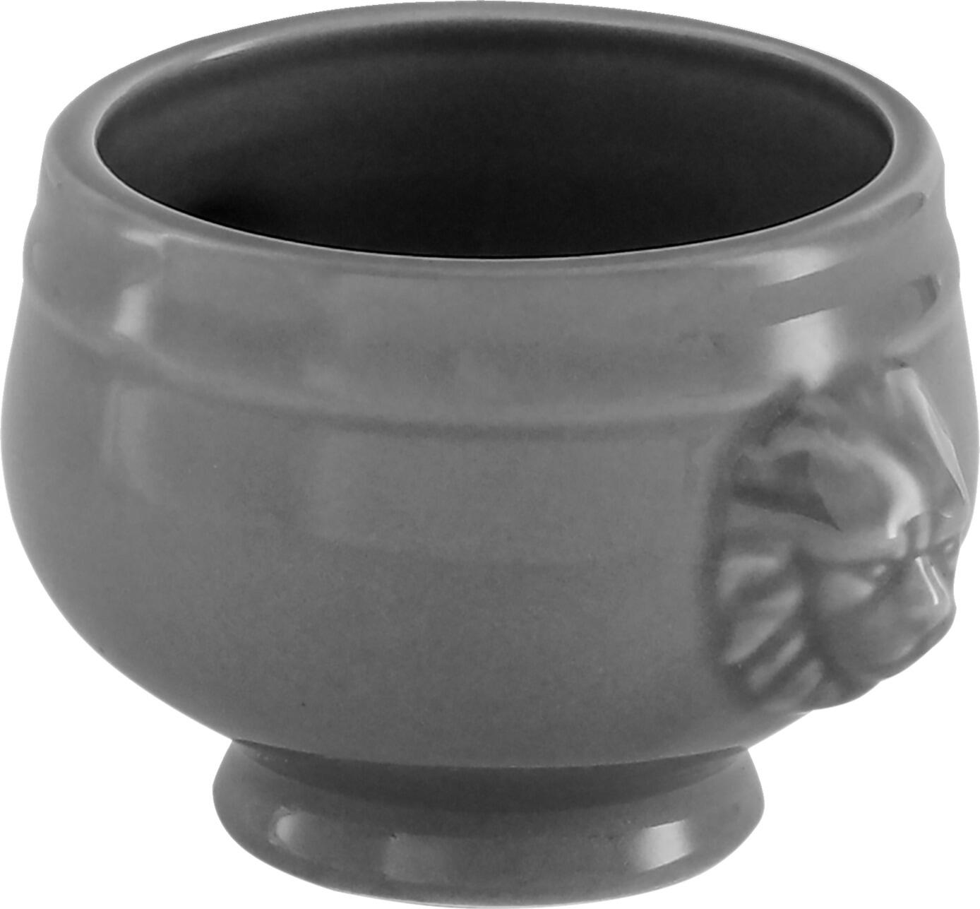 PULSIVA Lion's head tureen Matur, Light grey Porcelain Soup Bowl with Lion Relief, 120 ml, 6.5 cm Diameter, 5.5 cm Height, Microwave and Dishwasher Safe, Set of 6