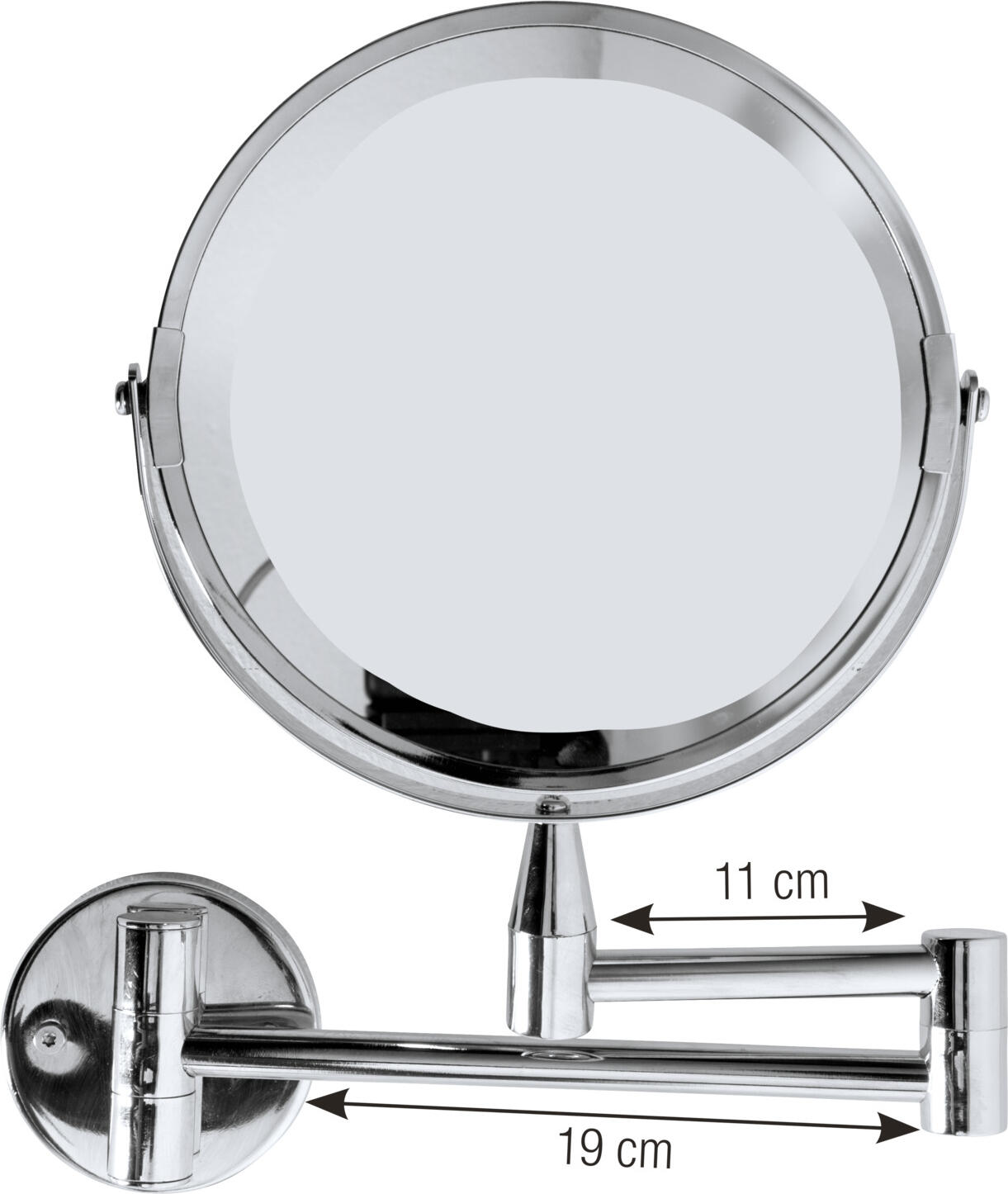 PULSIVA LUSINI Solutions GmbH Magnifying mirror Fura Vergrößerungsspiegel Fura Magnifying mirror Fura; 27.5x17 cm (HxØ); silver; round Vergrößerungsspiegel Fura; 27.5x17 cm (HxØ); silber; rund Practical cosmetic mirror made of stainless steel, rustproof. Magnifying mirror 1: 3 one-sided. Divided spacer in sections of 19 and 11 cm. Mounting material included. Praktischer Badspiegel in Edelstahl, rostfrei. Vergrößerungsspiegel 1:3 einseitig. Unterteilter Abstandhalter in Abschnitten mit 19 und 11 cm. Inkl. Montagematerial.