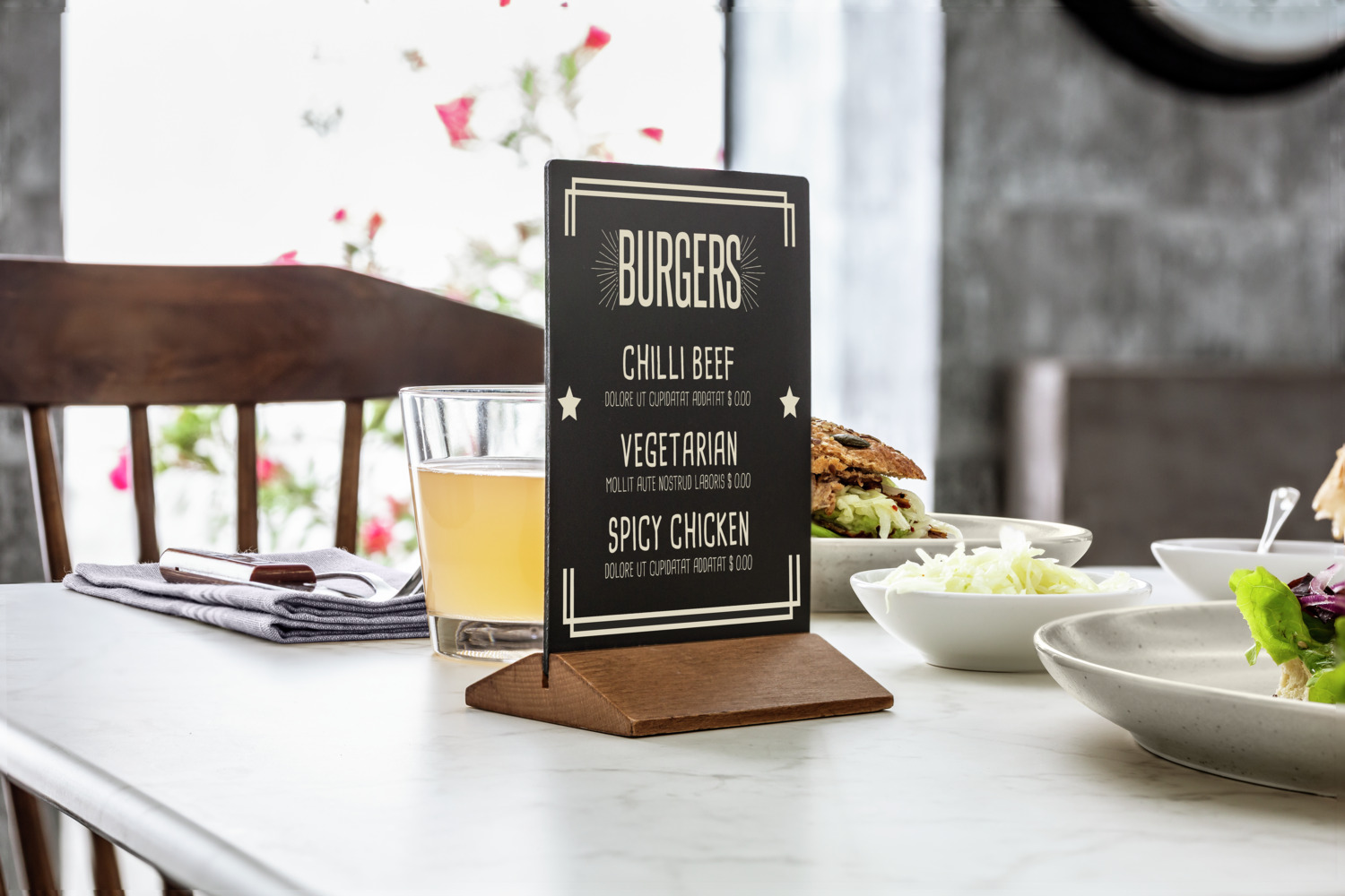 VEGA Piccolo Double-Sided Chalkboard Table Display, Plastic Board with Solid Beech Wood Stand, Dark-Brown, 8 x 10 x 16 cm, Set of 2