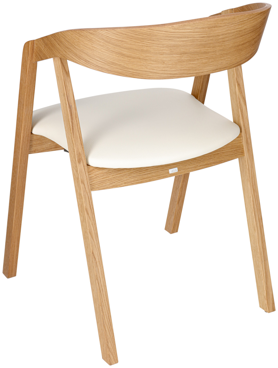 VEGA Calma Stackable Catering Chair, Solid Oak Frame, White Imitation Leather Seat, Flame-Retardant, FSC Certified, Set of 2