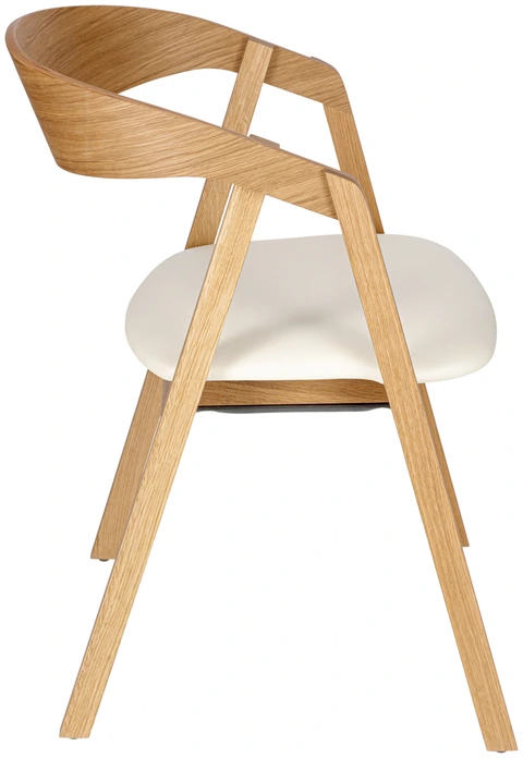 VEGA Calma Stackable Catering Chair, Solid Oak Frame, White Imitation Leather Seat, Flame-Retardant, FSC Certified, Set of 2