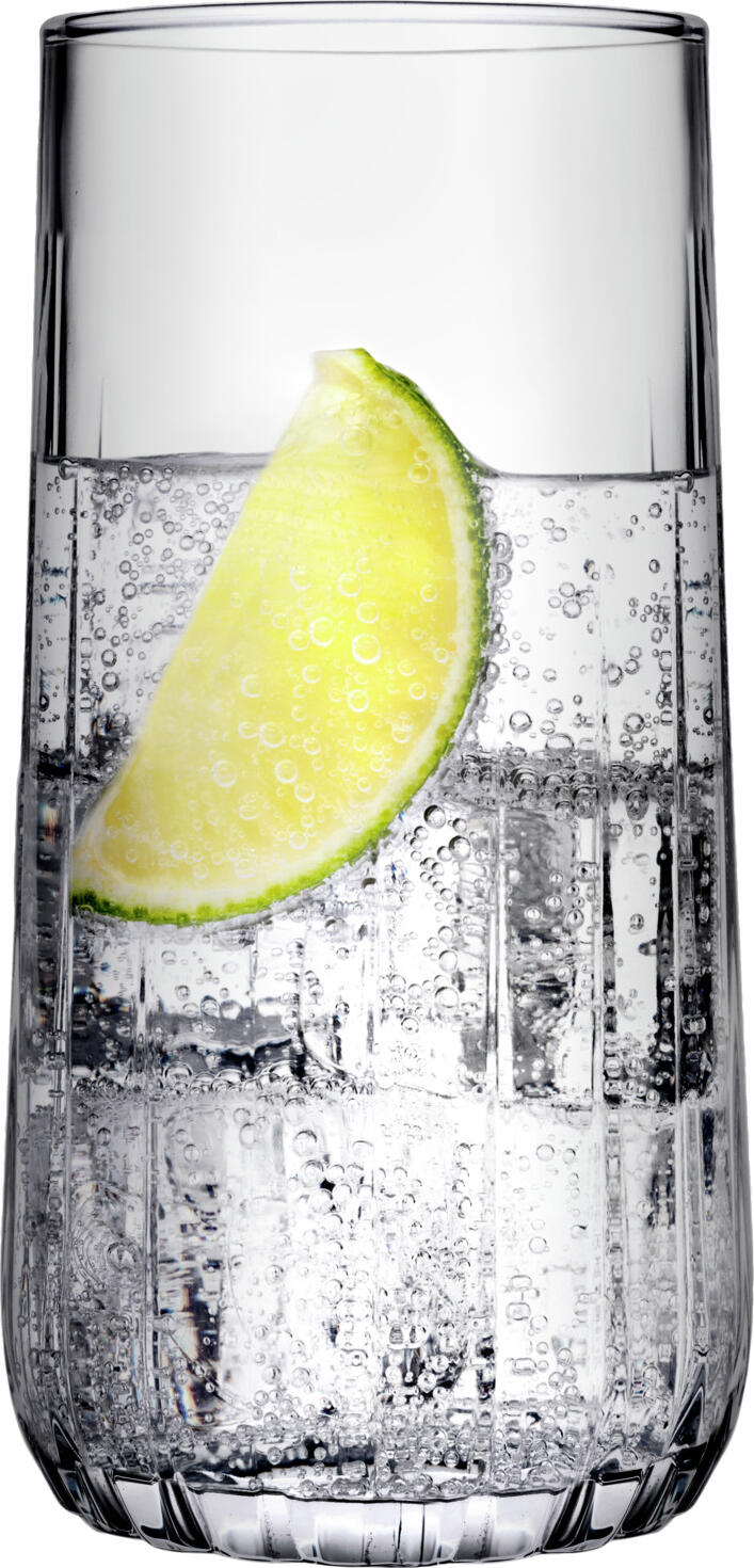 Pasabahce Nova Glass Set of 6 Pieces, 360 ml, 137 mm Height, Relief Textured Transparent Drinking Glasses, Dishwasher and Food Safe