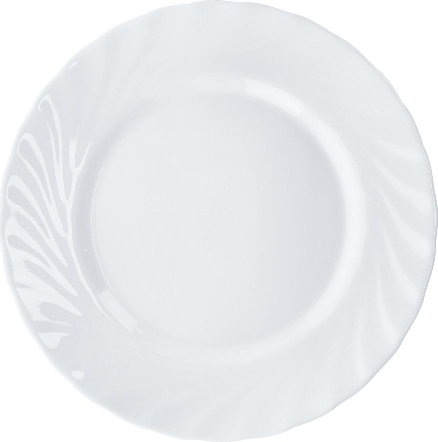 Arcoroc Trianon Flat Dessert Plates, Tempered Opal Glass, White, 19 cm Diameter, Set of 6