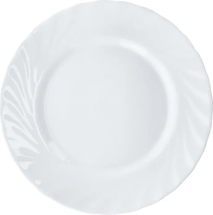 Arcoroc Trianon Flat Dessert Plates, Tempered Opal Glass, White, 19 cm Diameter, Set of 6